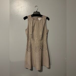 Jessica Simpson Sleeveless Tan Dress Size 8 Geometric Pattern.